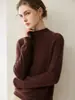 Novedad Otoño 2026 Suéter de Cachemir 100% Puro para Mujer, Corte Ajustado, Cuello Alto Medio, Estilo Sencillo