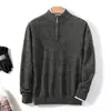 Atacado Transfronteiriço Outono e Inverno Novo Quente Gola Alta Meia Cashmere Masculino Cor Sólida Suéter Pulôver Manga Longa Zíper Base