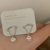 Pendientes de plata de ley 925 con diseño de cadena y carita sonriente de estilo coreano, 2023. ¡Nuevos pendientes de diseño de nicho de moda para mujer!