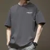 Algodão Puro Pesado Pesado Estilo Hong Kong Cor Sólida Algodão Puro Solto Moda Americana Nova Camiseta Manga Curta Masculina Meia Manga