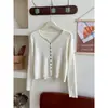 Cardigã de malha macia estilo retrô coreano e japonês com decote V pequeno para mulheres, jaqueta de sobreposição slim fit para outono, top básico versátil