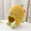 Gorro de Punto de Bebé Dinosaurio Otoño e Invierno Grueso Cálido Gorro de Punto para Niños y Niñas Neutral Protección para los Oídos Gorro a Prueba de Viento Estilo Lindo