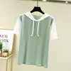 Sudadera de Manga Corta de Seda de Hielo para Verano Camiseta de Media Manga para Estudiantes Femeninas Estilo Coreano Casual Holgada Versátil Prenda Exterior