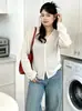 Chaqueta fina versátil de color liso para mujer talla grande, top casual, colección otoño 2026, cárdigan de punto de corte holgado para mujeres con curvas