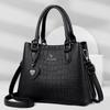 Cross-border 2024 Nova bolsa feminina de meia-idade com padrão de crocodilo, bolsa de ombro simples coreana, elegante, portátil, bolsa de mãe, moda