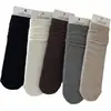 Calcetines de otoño temprano e invierno para mujer, estilo retro francés, huecos, color liso, hasta la pantorrilla, sencillos, gruesos, versátiles, sin costuras, calcetines largos apilables