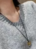Pingente de Bolsa Estilo Yinglan Corda Preta Trançada Colar Longo Corrente de Suéter Simples de Nicho Feminino Outono e Inverno de Alta Qualidade