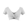 Camiseta Sexy de Algodão Preta com Mangas Curtas e Decote em V Profundo para Mulheres - Nova Moda Primavera 2026 - Slim Fit