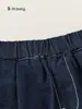 Frete Grátis Roupas Infantis Verão Azul Escuro Shorts para Meninas Modelagem Justa Versátil Shorts Curtos Casuais Infantis Barra Dobrada Jeans para Crianças Grandes