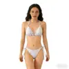 Traje de Baño de Dos Piezas Estilo Nuevo para Mujer, Bikini Sexy de Chica Caliente, Espalda Descubierta Ajustado Estampado Ropa de Playa