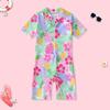 Traje de baño de manga corta para niña Traje de baño de moda infantil Una pieza Fuente termal Transpirable Secado rápido Pequeño, Mediano y Grande Traje de baño infantil Niño Dibujos animados