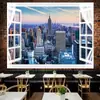 Tela de Fondo en Vivo Ventana de Piso a Techo Extensión Visual del Espacio Tela de Pared Mural Tapiz Sala de Estar Paisaje Marino Ventana Falsa Tela Colgante