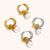 Aretes Europeos y Americanos Transfronterizos de Corazón Anudado con Perlas Acero Inoxidable Chapado en Oro de 18K Estilo Francés Retro Aretes de Alta Gama