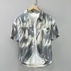 Camisa de Manga Corta con Estampado Tie-Dye Japonés para Hombre Verano Popular Artística Holgada Casual Sensación de Alta Gama Camisa Juvenil