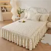 Faldón de cama fresco y sencillo estilo coreano, una sola pieza, algodón puro, nuevo modelo 2025, apto para todas las estaciones, juego de ropa de cama de cuatro piezas con colcha y funda de edredón