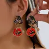 Pendientes de Calabaza con Diseño Creativo Original Transfronterizos Europeos y Americanos, Incrustados con Diamantes, Estilo Nuevo, Pendientes Huecos de Perla Personalizados para Mujer