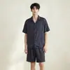 [Seda de Hielo] Conjunto de Pijama para Hombre 2026 Verano Nuevo Manga Corta Cuello Solapa Fresco Cárdigan Corte Holgado Delgado Ropa de Casa