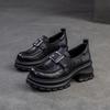 Shanghai Jiejie 2025 Primavera e Verão Novo Retro Estilo Britânico Slip-on Mocassins Casual Plataforma Salto Alto Moda Sapatos Femininos