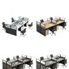 Combinação de mesa e cadeira de escritório, estação de trabalho em cubículo para funcionários de escritório, estação de trabalho financeira simples e moderna para duas ou quatro pessoas, mesa de computador