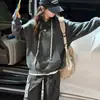 Nuevo conjunto de sudadera con capucha para niñas, otoño, lindo, simple, estampado de cachorro, con pantalones cargo casuales de bolsillo y pantalones de pierna ancha para primavera y otoño