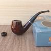 Pipa para hombre de ébano hecha a mano con filtro curvo, pipa de doble uso, bolsa para tabaco de pipa, pipa importada, madera no maciza, boquilla para cigarrillo a la antigua