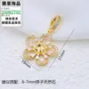 Chapado en cobre oro de 18 quilates incrustado circonita crisantemo trébol de cuatro hojas flor hueca engaste vacío cierre de collar accesorios de joyería diy cierre de semilla de melón