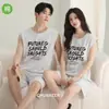 Novos Pijamas de Verão para Casais, Algodão Puro, Conjuntos Casuais de Camiseta e Shorts para Mulheres e Homens, Soltos e Simples, Podem Ser Usados Fora de Casa, Conjunto de Duas Peças