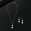 Conjunto de Collar y Pendientes de Perla de Imitación Forma de Gota de Agua, Conjunto de Joyería Simple y Elegante, Conjunto de Dos Piezas con Diseño Dulce