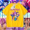 2025 Nuevo Grupo Femenino Kpop Demon Slayer Nueva Moda de Verano Versátil Moderna Camiseta de Algodón de Manga Corta para Niños y Niñas