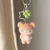 Colgante Flocado Lindo Dibujo Animado Oso Fácil DIY Colgante de Resina Llavero Cadena de Teléfono Móvil Accesorios para Mochila Colgante