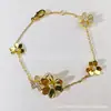 Pulseira de Trevo de Quatro Folhas da Sorte com Diamante Único em Prata Esterlina 925 de Alta Qualidade Van Gogh para Mulheres, Joia de Design Simples e Único