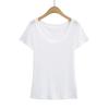AY695-25 Primavera Nuevo Estilo Americano Estilo Spice Girl Microtransparente Holgado Casual Camiseta de Manga Corta Grande Cuello en U