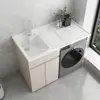 Gabinete de lavandería de aluminio tipo panal para uso doméstico, gabinete complementario para lavadora de balcón, combinación de lavabo integrado con tabla de lavar, gabinete de baño