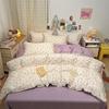 Nuevo Estilo Fresco Encaje de Algodón Puro Juego de Sábanas de Cuatro Piezas Dormitorio de Estudiante Juego de Tres Piezas Funda Nórdica Individual Sábana