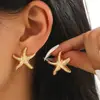 Brincos de estrela-do-mar dourados transfronteiriços da moda europeia e americana, modernos e únicos, luxo leve com um toque de alta qualidade, acessórios marinhos, joias para mulheres em prata
