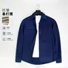 Camisa de trabajo de algodón puro con doble bolsillo, manga larga, casual, corte holgado, chaqueta de trabajo, duradera y resistente al desgaste, estilo primavera y otoño, camisa con cuello