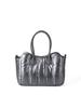 Nova Bolsa de Mão Acolchoada com Listras Moda Versátil Design de Nicho Bolsa de Ombro Transversal Cor Sólida Textura Avançada Coreana