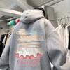 Moletom forrado de lã pesada estilo americano, masculino, outono e inverno, pulôver de marca da moda, jaqueta solta casual para casal
