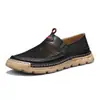 Zapatos para hombre de talla grande transfronterizos, zapatos de malla hueca transpirables de verano, zapatos de cuero huecos transpirables sin cordones para hombre, mocasines casuales