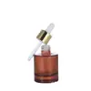 Frasco Cuentagotas para Cosméticos 30ml Redondo Recto Fondo Grueso Vidrio Presionar Cabeza de Pegamento Frasco para Solución Original Frasco para Aceite Esencial Venta al por Mayor