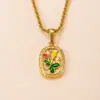 Colgante individual, joyería de acero inoxidable transfronteriza europea y americana, colgante de rosa colorido con goteo de aceite, accesorios para manualidades
