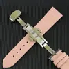 Correa de Cuero Genuino con Hebilla Mariposa Automática de Doble Botón, Correa de Reloj Unisex de Piel de Vaca con Patrón de Bambú, Moderna y Versátil, Tallas 10-20