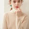 Suéter de Cachemir de Color Sólido de Cuello Alto Nuevo Estilo Otoño e Invierno para Mujer Suelto Adelgazante Dobladillo Enrollado Tejido Corto Capa Interior Capa Base