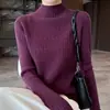 Suéter de punto trenzado 100% lana estilo francés, retro y suave, para mujer, cálido para otoño e invierno, corte ajustado, favorecedor para la figura, suéter básico de punto