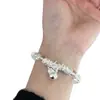 ¡Buen Significado! Cuentas de Calabaza de Cristal Blanco Transparente, Cuentas de la Fortuna de Hielo Transparente, Pulseras Apilables, Joyería para Mujer, Pulseras de Cuentas