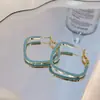 Banho de Ouro Real, Coleção Série Azul Moda Coreana e Japonesa, Brincos de Esmalte com Efeito Gotejante para Mulheres, Novos Brincos e Acessórios de Luxo Leve Nicho