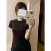 Camiseta Negra de Manga Corta Ajustada para Mujer, Adecuada para Principios de Primavera, Elegante Ropa Interior, Top de Estilo Básico