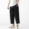 Pantalones Cortos de Algodón y Lino Estilo Chino Nuevos de Verano 2026 para Hombre, Pantalones Anchos Tipo Linterna, Pantalones Cónicos de Talle Grande Forma de Zanahoria