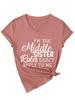 Amazon Ebay Carta Casual Versátil YO Soy la Hermana Mediana Camiseta de Manga Corta con Cuello en V para Mujer