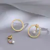 Nuevos Pendientes Redondos de Perlas de Nicho para Niñas, Estilo Coreano, Pendientes Únicos, Accesorios para Orejas al por Mayor
